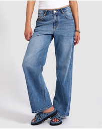 ONE TEASPOON - Jackson Mid Waist Wide Leg Denim Jeans