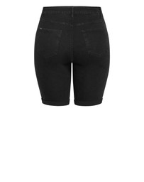 City Chic - Plus size Turn Up Skinny Denim Short - black wash