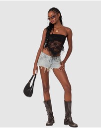 EDIKTED - India Sheer Lace Strapless Top