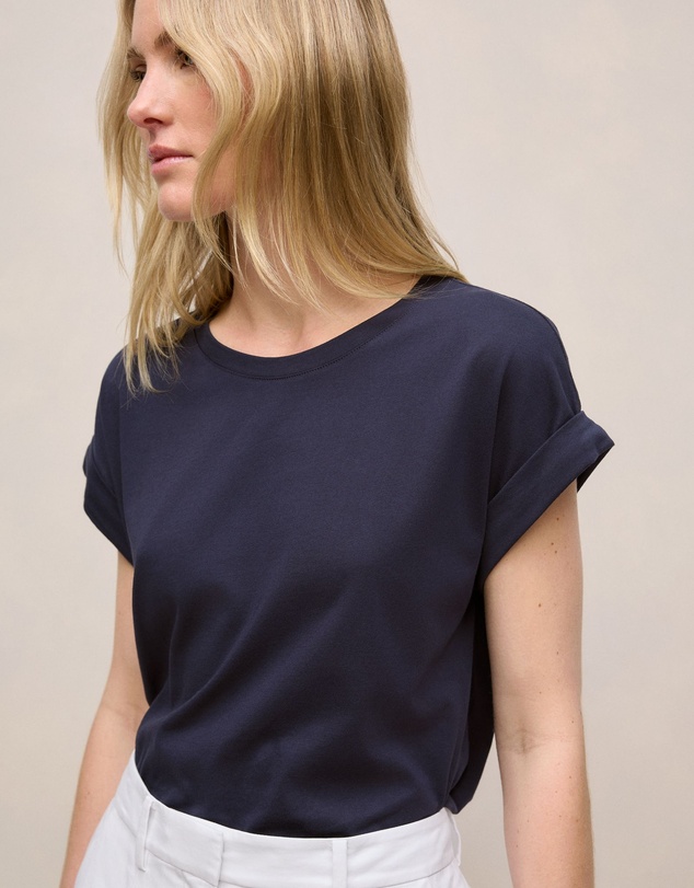 Trenery - Cotton Cuff Sleeve T-shirt in Night Sky