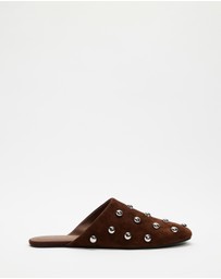 AERE - Lola Suede Stud Flats