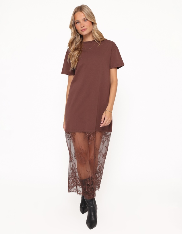 Petal & Pup - Kella Short Sleeve Lace Maxi Dress - Brown
