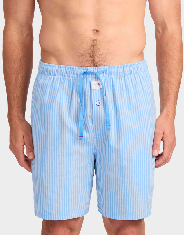Mitch Dowd - Mitchdowd Blue Stripe Linen Sleep Shorts