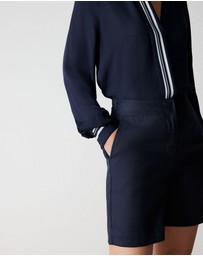 Trenery - Stretch Linen Blend Longline Short in Night Sky