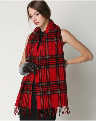 Ozwear Connection Uggs - Ugg 100% Wool Scarf Check Red and Navy