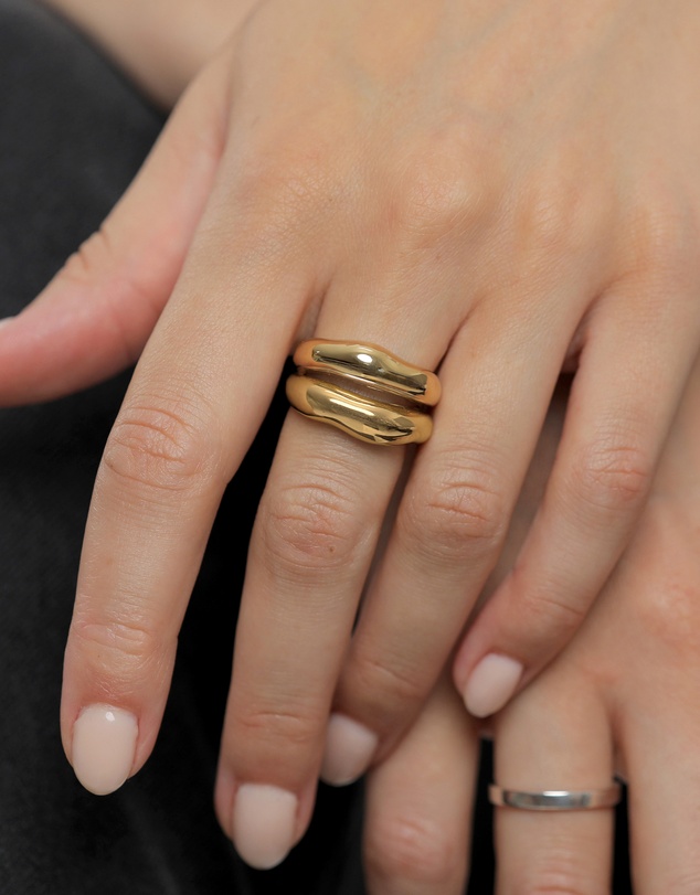 Elli Jewelry - Chunky Band Ring in Gold-Plated 925 Silver