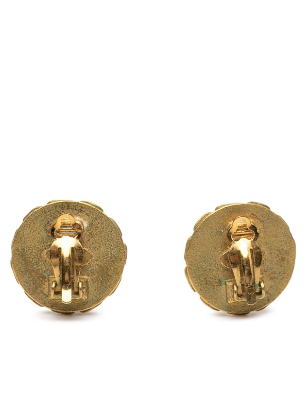 Pre-Loved by Azura Reborn - Pre-Loved CC Gold Plated Enamel Round Clip On Earrings