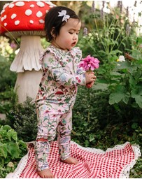 Fleur Harris - 'Enchanted Flowers Party' Precious Frill Coverall in Sugar Pink