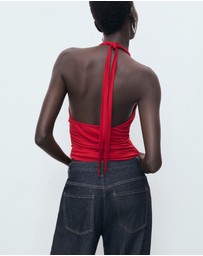 M.N.G - V-Neck Top With Open Back