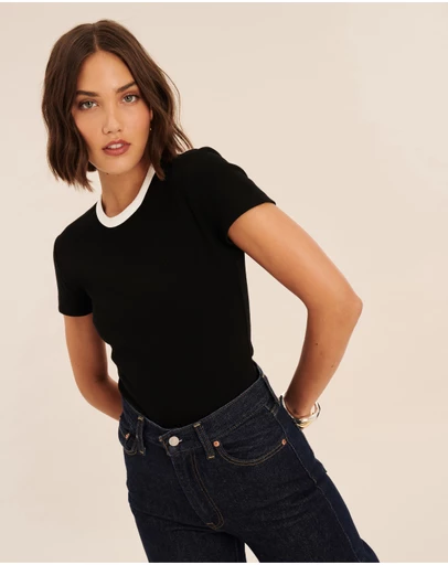AERE - Ivy Contrast Bind T-Shirt
