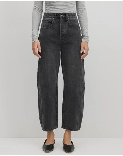 AERE - Mid Rise Barrel Leg Jeans