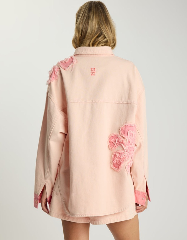 ONE TEASPOON - Frayed Daria Denim Shacket - Pink Petal