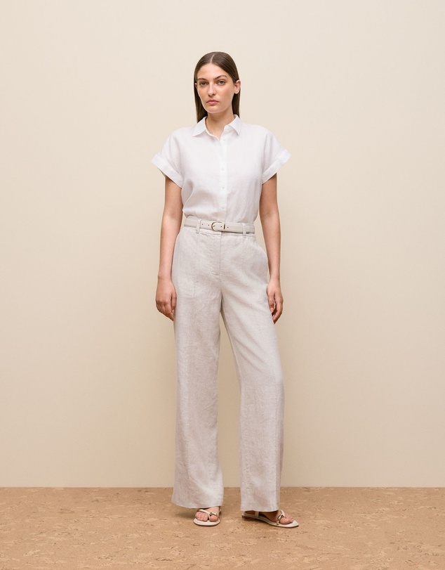 Trenery - Linen Cap Sleeve Shirt in White