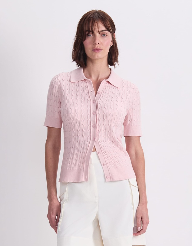 Sportscraft - Cotton Cable Short Sleeve Knit Top