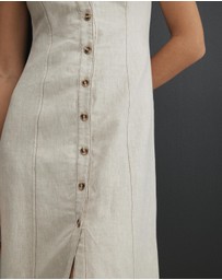 AERE - Sierra Linen Button Down Midi Dress