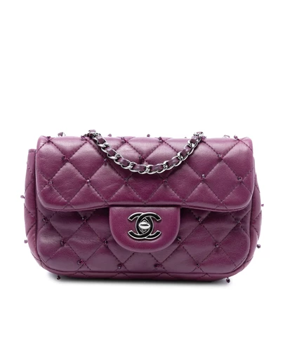 Pre-Loved by Azura Reborn - Pre-Loved Extra Mini Rectangular Lambskin Beaded Single Flap