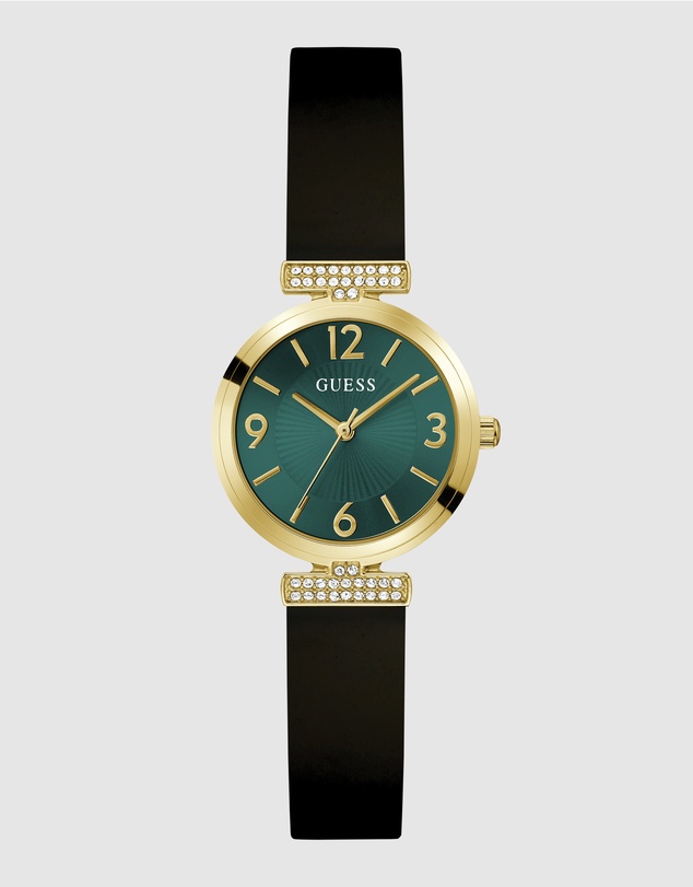 GUESS - Guess Ladies Black Gold Tone 28mm Analogue Watch