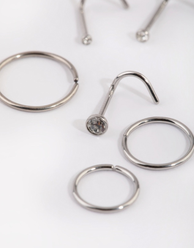 Lovisa - Surgical Steel Diamante Nose Stud 6-Pack