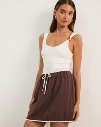 Atmos&Here - Jade Linen Blend Contrast Mini Skirt