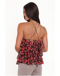 Petal & Pup - Zorina Halter Neck Chiffon Top - Brown Floral