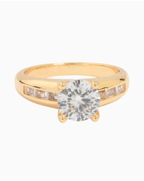 Lovisa - Gold Plated Cubic Zirconia Round Band Ring