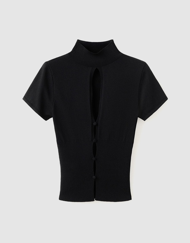 M.N.G - Perkins-Neck Sweater With Cut-Out