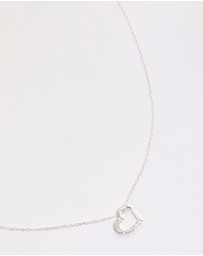Lovisa - Sterling Silver Cubic Zirconia Pave Heart Necklace