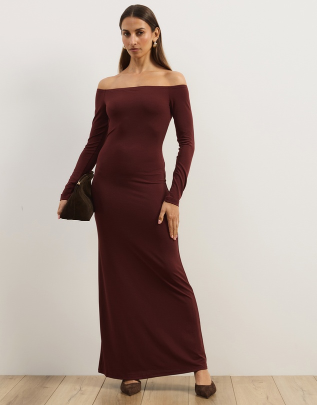 Atmos&Here - Hanna Long Sleeve Off-Shoulder Maxi Dress