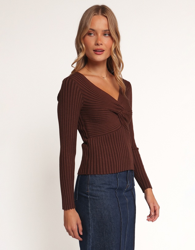 Petal & Pup - Demi Twist Detail Knit Top - Brown