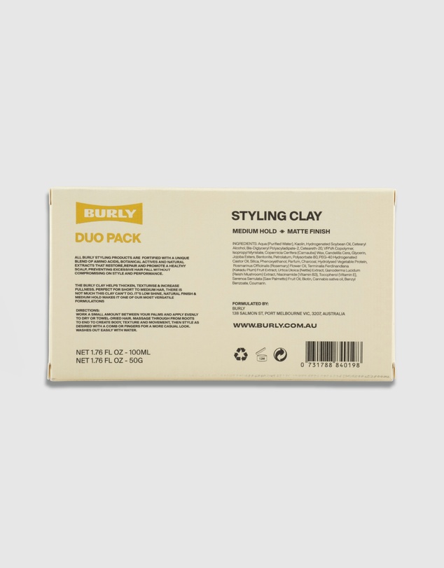 BURLY - DUO Pack - Styling Clay - Medium Hold - Matte Finish - Australian Made