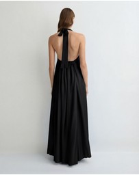 BONDI BORN - Marfa Silk Halter Maxi Dress - Black