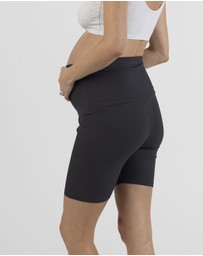 Angel Maternity - Maternity Rib Bamboo Bike Shorts in Black