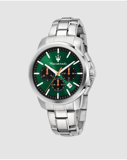 Maserati - Maserati Successo 42mm Chrono Green Dial Stainless Steel Strap Watch