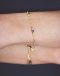 Georgini - Natural Amethyst And Two Natural Diamond February Gold Bracelet