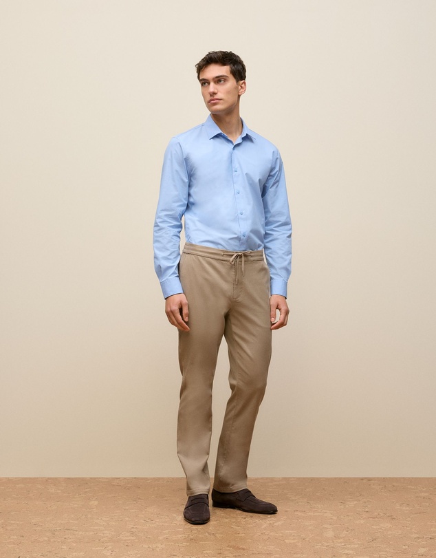 Trenery - Tailored Fit Cotton Poplin Shirt in Duck Egg Blue