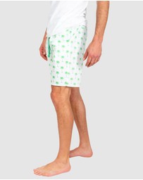 Sant And Abel - Men's Green Palm Tree Sleep Shorts