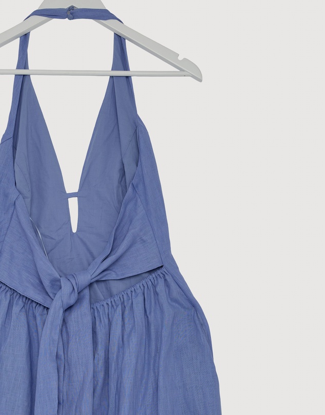 Revibe - Repaired AERE Odele Linen Halter Midi Dress - AU 10