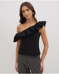 Dazie - Darling Delight One Shoulder Ruffle Top