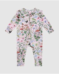 Fleur Harris - 'Enchanted Flowers Party' Precious Frill Coverall in Sugar Pink