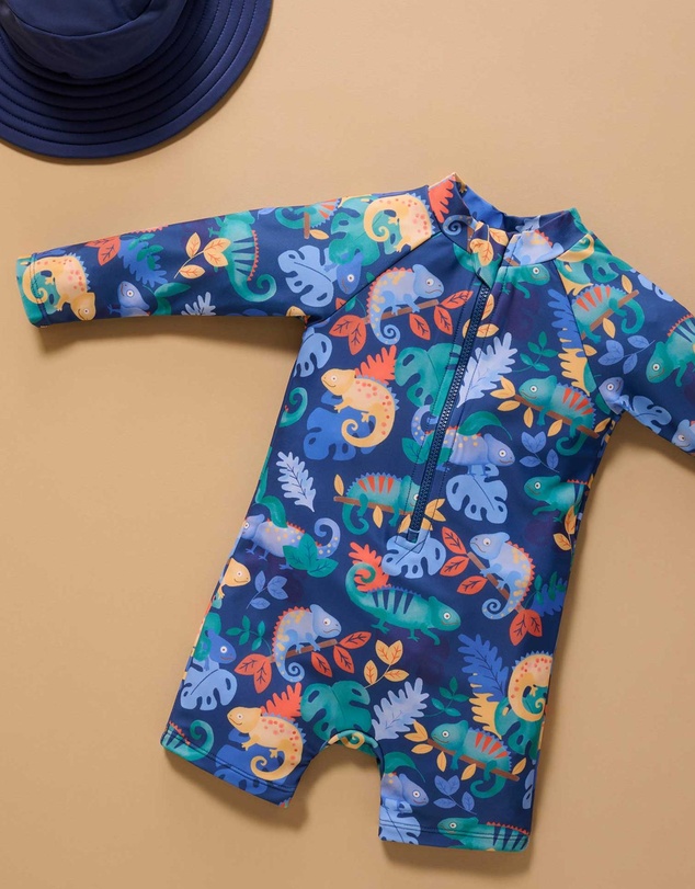 Purebaby - Printed Long Sleeve Sunsuit- Kids-Babies