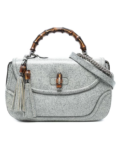 Pre-Loved by Azura Reborn - Pre-Loved Large Speckled Leather New Bamboo Top Handle Bag