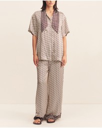 Shona Joy - Monogram Silk Contrast Shirt