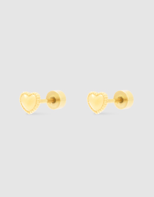Wanderlust + Co - Heart Gold Flat Back Earrings