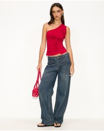 Dazie - Bouquet One Shoulder Ruched Top