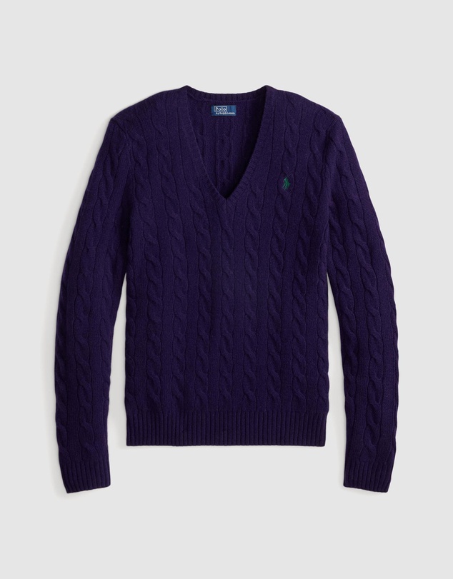 Polo Ralph Lauren - Cable-Knit Wool-Cashmere V-Neck Sweater - ICONIC EXCLUSIVE