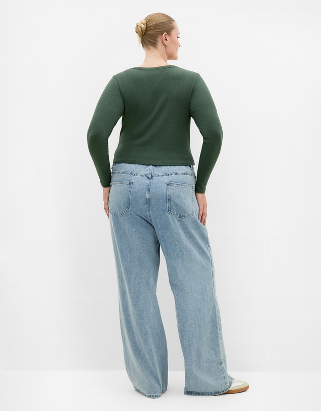 City Chic - Plus size Lily Micro Rib Top - forest