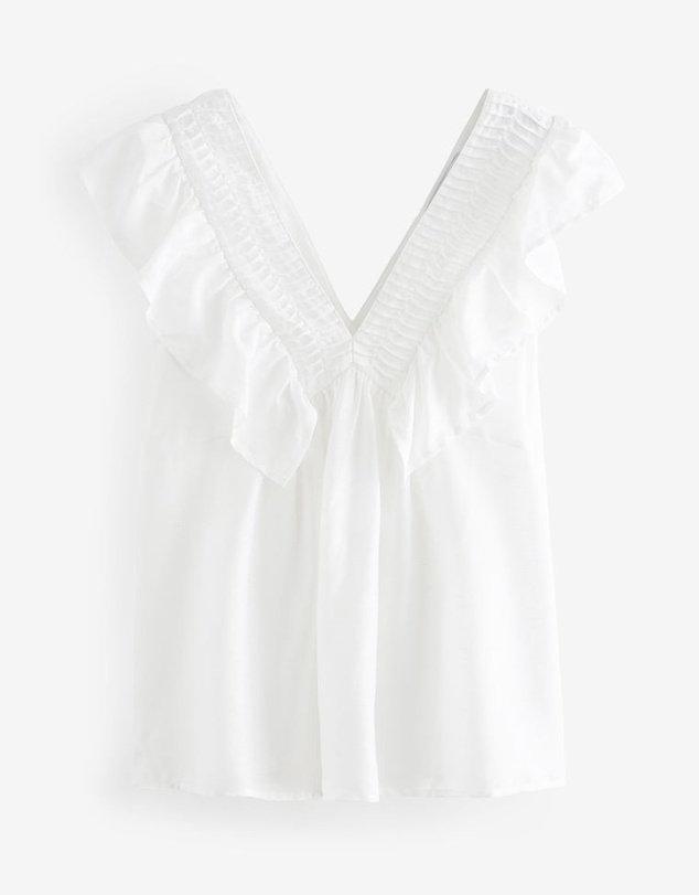 NEXT - Sleeveless Ruffle V-Neck Top