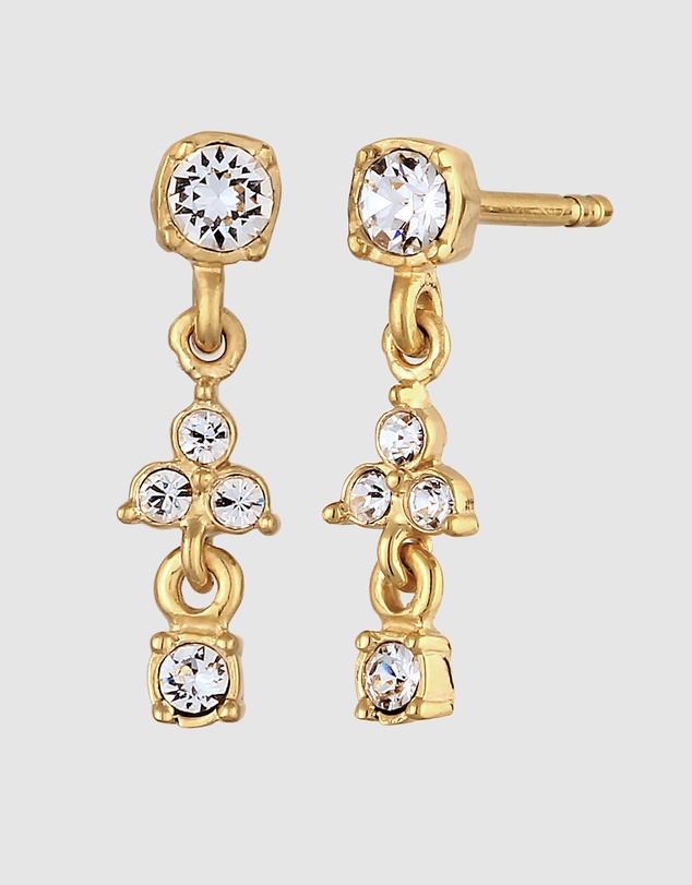 Elli Jewelry - Earrings Women Stud White Crystals 925 Sterling Silver Gold Plated