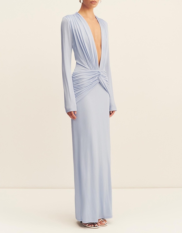Shona Joy - Miro Long Sleeve Plunged Maxi Dress