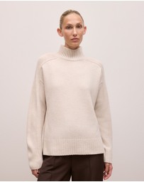 Trenery - Merino Funnel Neck Pullover in Oat